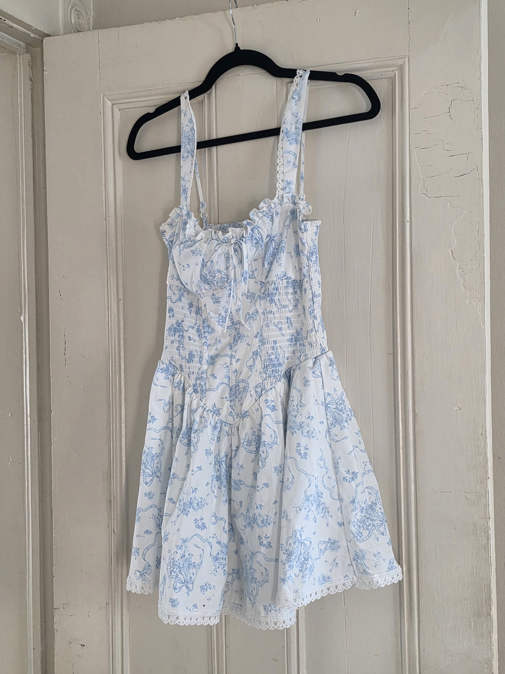 Trixxi White Sundress with Light Blue Floral Print Size Xs